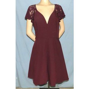Mystic Wine Flutter Sleeve Dress